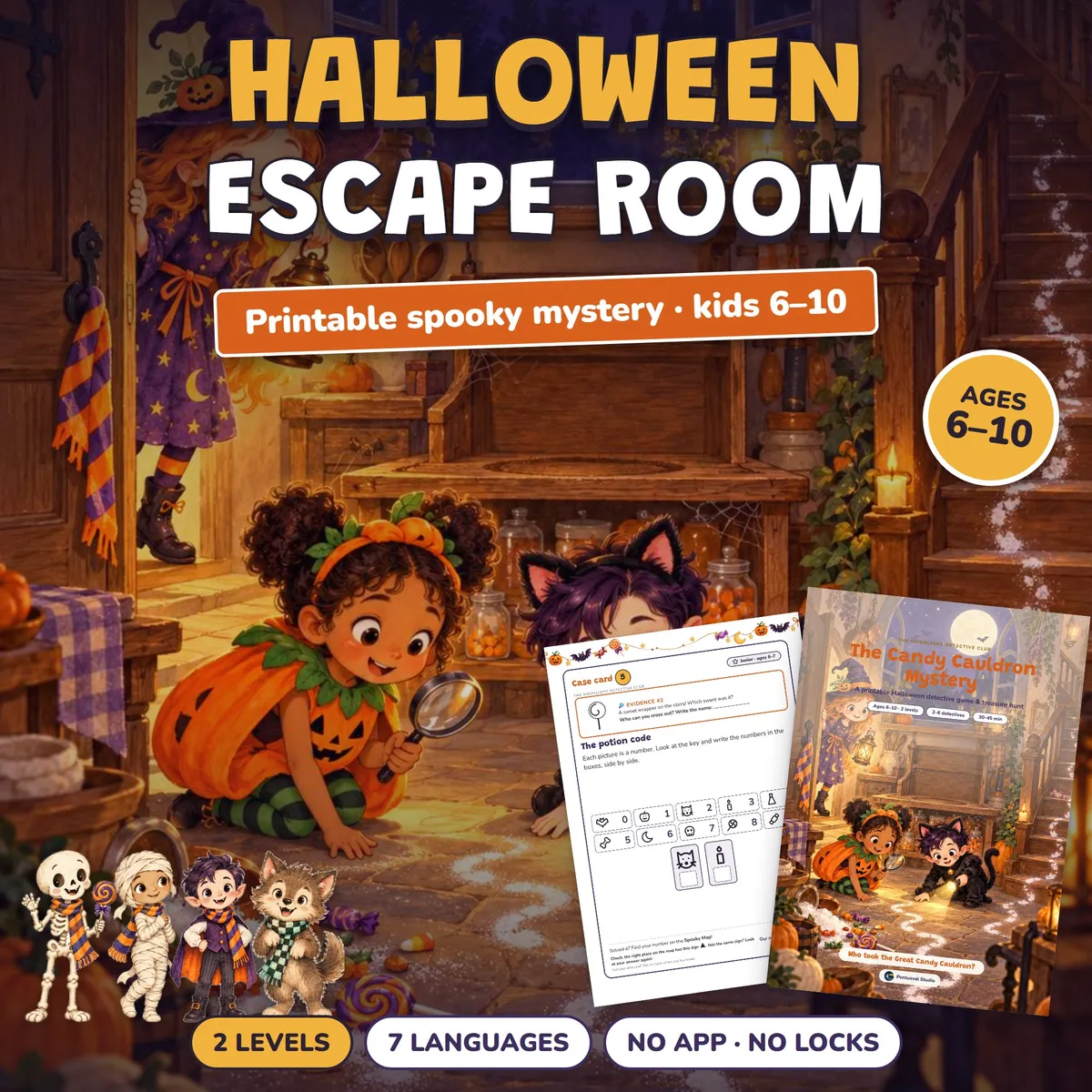 Halloween Escape Room for Kids: The Candy Cauldron Mystery