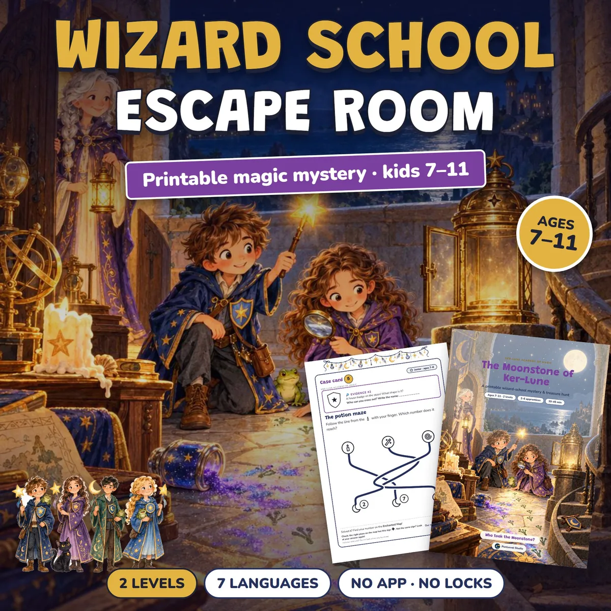 Wizard School Escape Room for Kids: The Moonstone of Ker-Lune